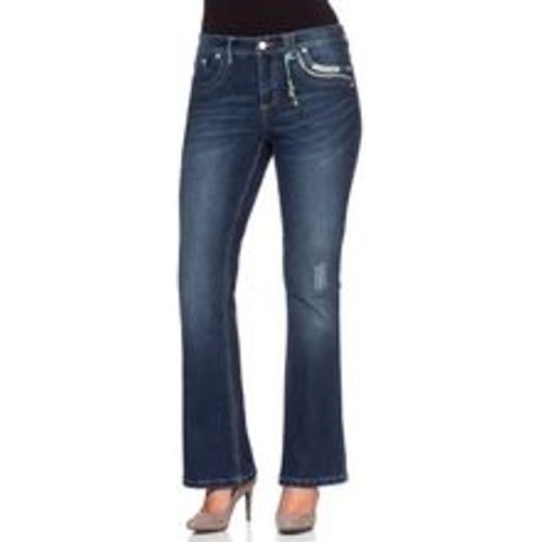 Große Größen: Bootcut Stretch-Jeans im Used-Look, dark blue Denim, Gr.50 - sheego by Joe Browns - Modalova