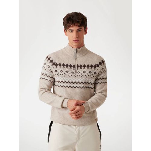 Maglione Con Zip Corta In Misto Lana Nordica - Guess - Modalova