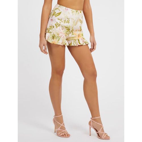 Short In Lino Stampa Floreale - Guess - Modalova