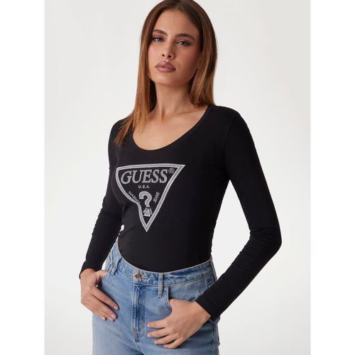 T-Shirt Logo Triangolo Con Strass - Guess - Modalova