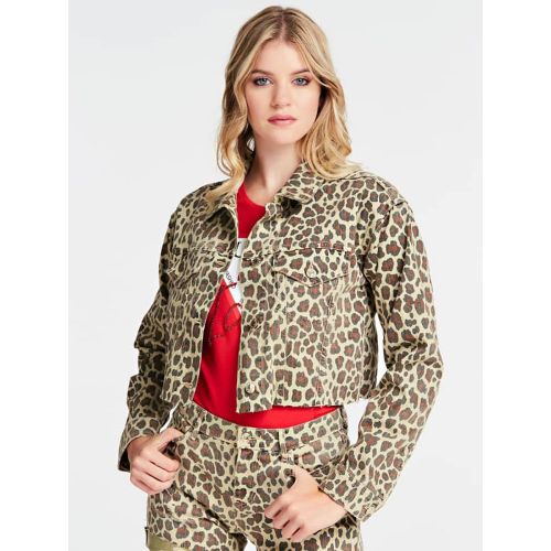 Cazadora Animal Print Parte Inferior Desflecada - Guess - Modalova