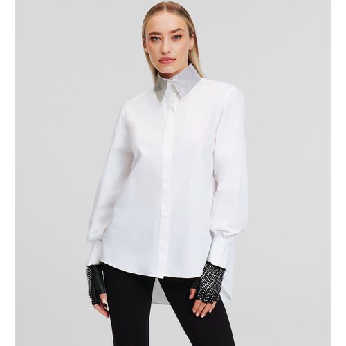 Karl Essentials Rhinestone Collar Shirt, Woman, , Size: 38 - Karl Lagerfeld - Modalova