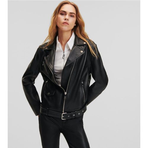 Leather Biker Jacket, Woman, , Size: 4 - Karl Lagerfeld - Modalova