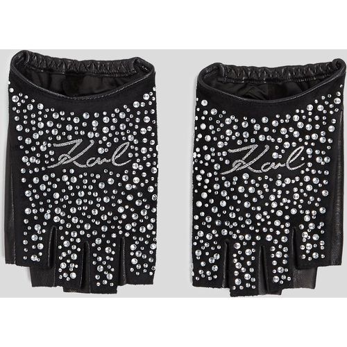 K/signature Rhinestone Fingerless Gloves, Woman, , Size: L - Karl Lagerfeld - Modalova
