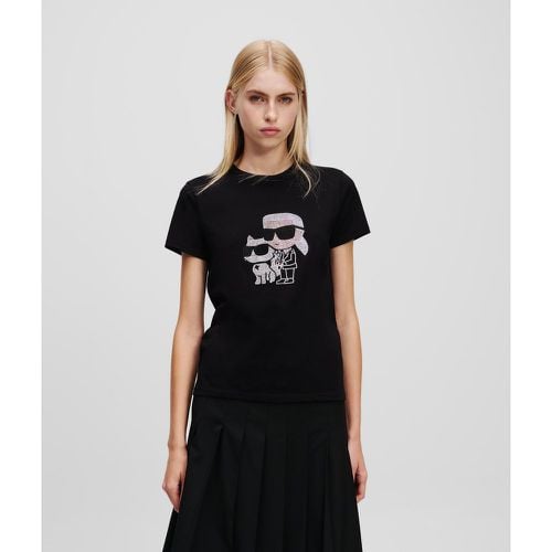 Ikon Karl & Choupette Rhinestone T-shirt, Woman, , Size: M - Karl Lagerfeld - Modalova