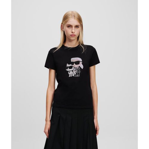 Ikon Karl & Choupette Rhinestone T-shirt, Woman, , Size: S - Karl Lagerfeld - Modalova