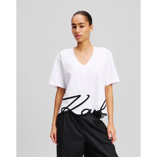 T-shirt Col En V Signature, , , Taille: L - Karl Lagerfeld - Modalova