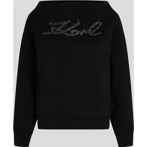 Karl Signature Rhinestone Sweatshirt, Woman, , Size: XXL - Karl Lagerfeld - Modalova