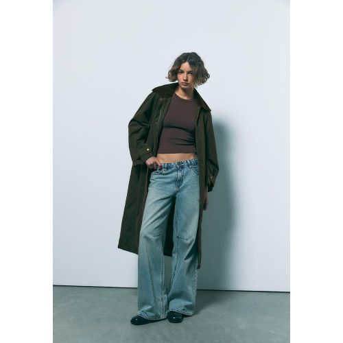 Parka longue enduite à capuche amovible XS - Stradivarius - Modalova