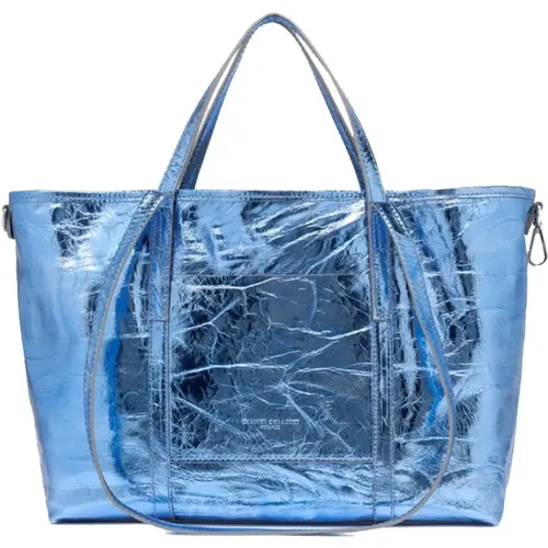 Superlight Shopping Bag Bluette Laminat Leder , Damen, Größe: ONE Size - Gianni Chiarini - Modalova