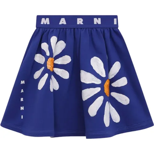 Blauer Maxirock mit Blumenmuster - Marni - Modalova