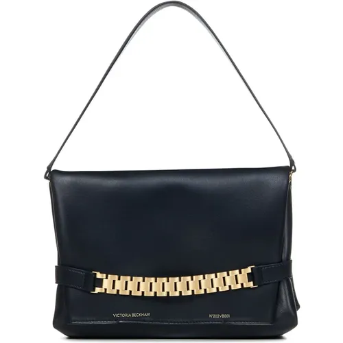Leather Chain Detail Shoulder Bag , female, Sizes: ONE SIZE - Victoria Beckham - Modalova