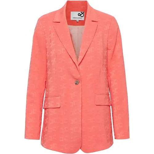 Komfort Jacquard Blazer Flamingo , Damen, Größe: S - &Co Woman - Modalova