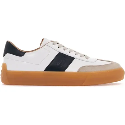 Leather Sneakers with Contrasting Inserts , male, Sizes: 9 UK, 6 UK, 8 UK - TOD'S - Modalova