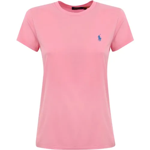 Rosa Logo Besticktes Damen T-Shirt , Damen, Größe: M - Ralph Lauren - Modalova