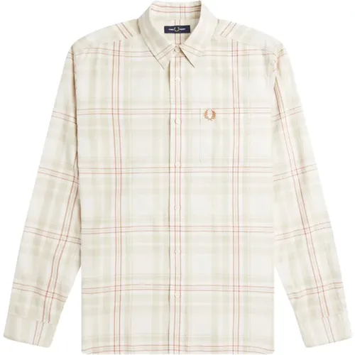 Plaid Tartan Long Sleeve Shirt , male, Sizes: L, M - Fred Perry - Modalova