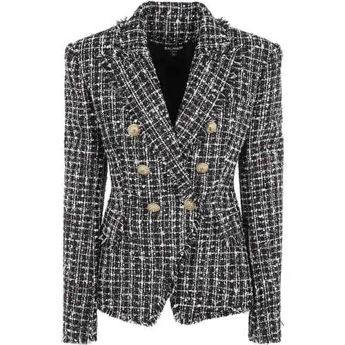 Chic Tweed Outerwear Jacket , female, Sizes: S - Balmain - Modalova