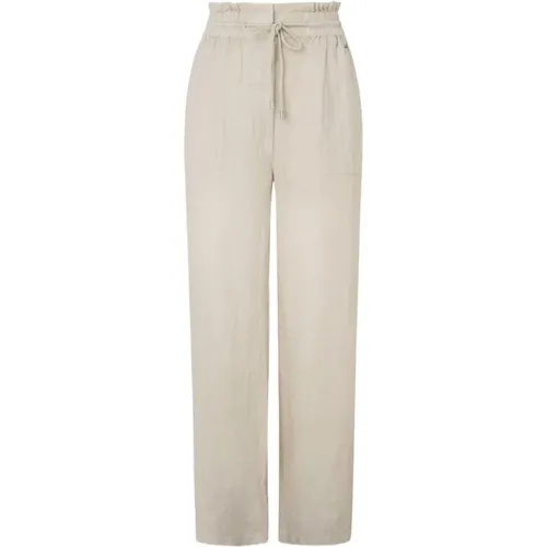 Lace-Fastened Cotton-Linen Trousers , female, Sizes: XL - Pepe Jeans - Modalova