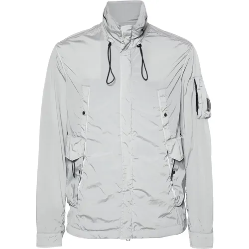 Grey Hooded Jacket with Lens Detail , male, Sizes: L, 2XL, M - C.P. Company - Modalova