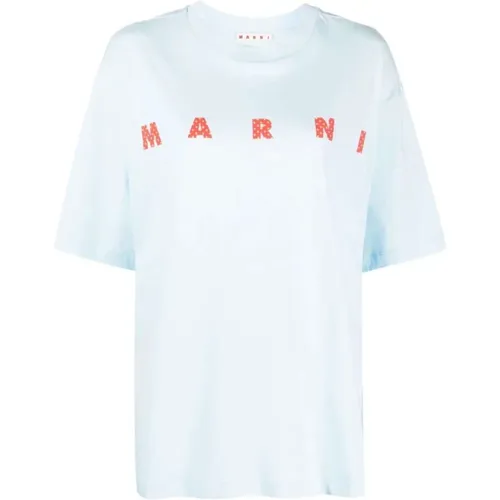 Logo-Print Cotton T-Shirt , female, Sizes: 2XS, XS - Marni - Modalova