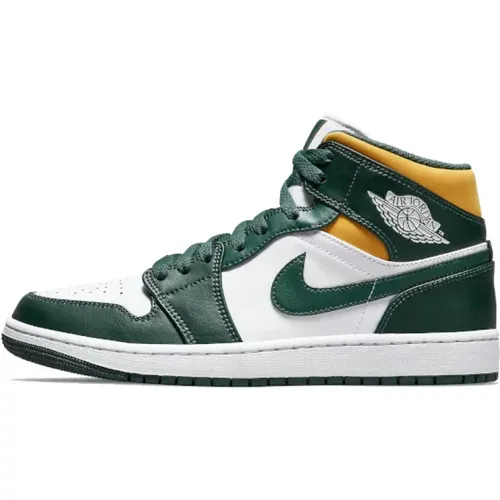 Yellow Air Jordan 1 Mid Sonics , male, Sizes: 7 UK, 13 1/2 UK, 14 1/2 UK, 11 1/2 UK, 15 1/2 UK, 10 1/2 UK, 9 UK, 8 UK, 13 UK, 6 1/2 UK, 12 UK, 11 UK, - Nike - Modalova