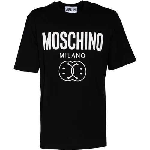 Two Smile T-Shirt Schwarz Weiß , Herren, Größe: L - Moschino - Modalova