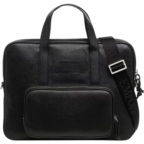 Stylish Briefcase with Adjustable Strap , male, Sizes: ONE SIZE - Emporio Armani - Modalova