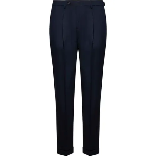 Slim-fit navy wool trousers , Herren, Größe: W32 - Michael Coal - Modalova