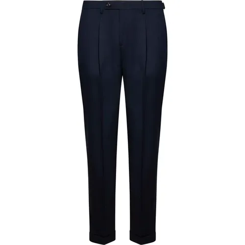 Slim-fit navy wool trousers , male, Sizes: W33, W32, W30, W35, W36 - Michael Coal - Modalova