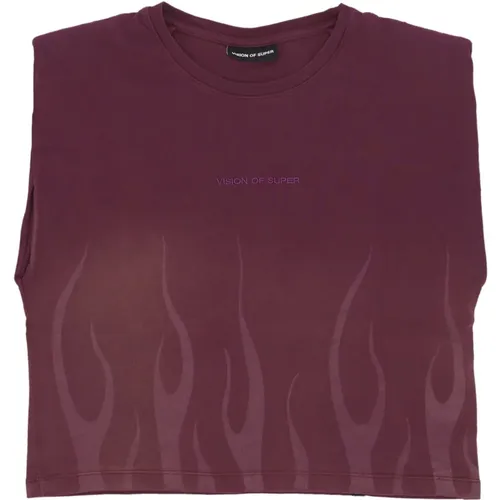 Flames Tee Grape Damen T-Shirt , Damen, Größe: M - VISION OF SUPER - Modalova