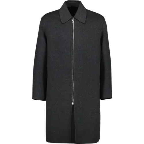 Wool Coat Classic Long Zipper Pockets , male, Sizes: XL - Fendi - Modalova