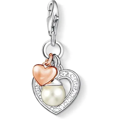 Rose Gold Heart Charm with Pearl and Zirconia , female, Sizes: ONE SIZE - Thomas Sabo - Modalova