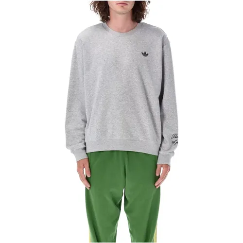 Grey Heather Knitwear Crewneck Sweatshirt , male, Sizes: L, XL, M - Adidas - Modalova
