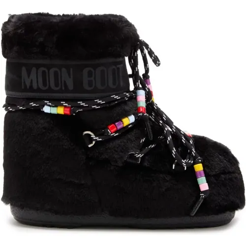 Schwarze Icon Perlenstiefel , Damen, Größe: 36 EU - moon boot - Modalova