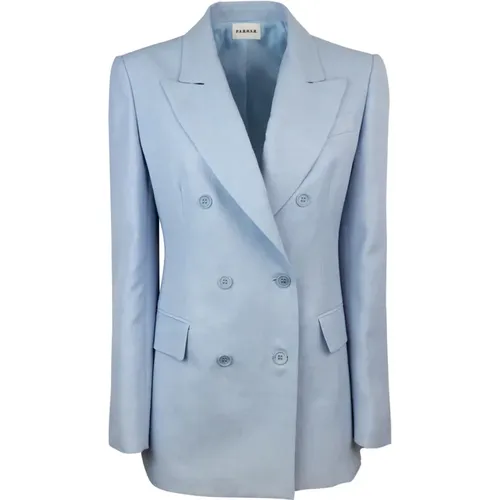 Blaue Leinenblazer Doppelreihige Jacke , Damen, Größe: S - P.A.R.O.S.H. - Modalova