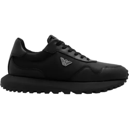 Schwarze Herren-Sneaker mit Gummisohle , Herren, Größe: 42 EU - Armani - Modalova