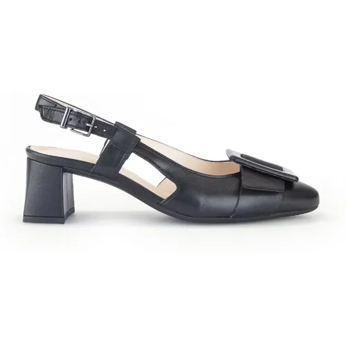 Schwarze Leder Slingback Schuhe , Damen, Größe: 36 EU - Gabor - Modalova