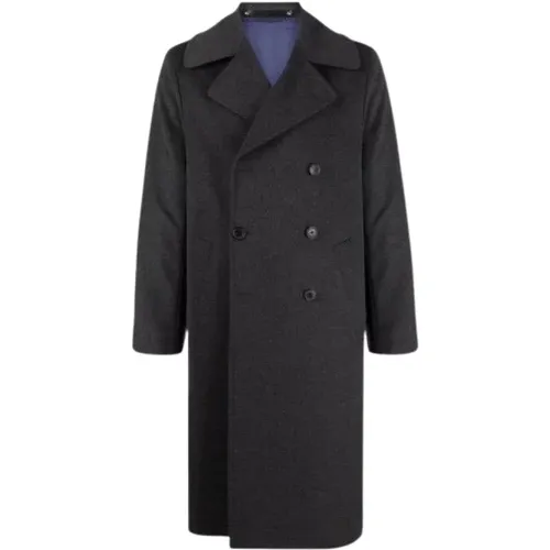 Grey Wool Blend Double Breasted Overcoat , male, Sizes: M, L - Paul Smith - Modalova