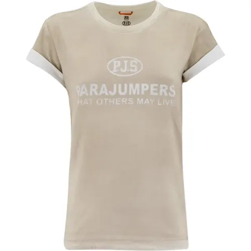 Rundes Baumwoll-T-Shirt mit Druck - Parajumpers - Modalova