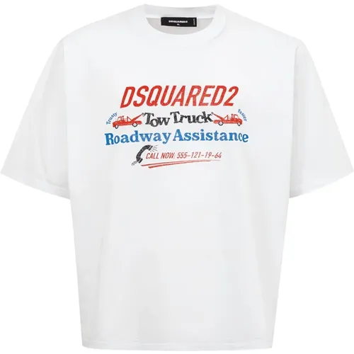 Tow Truck Print T-Shirt , male, Sizes: XL - Dsquared2 - Modalova