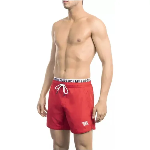 Rote Badeshorts mit Branding , Herren, Größe: 2XL - Bikkembergs - Modalova