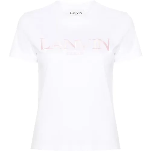 Besticktes Logo Weiße T-Shirts und Polos , Damen, Größe: XS - Lanvin - Modalova