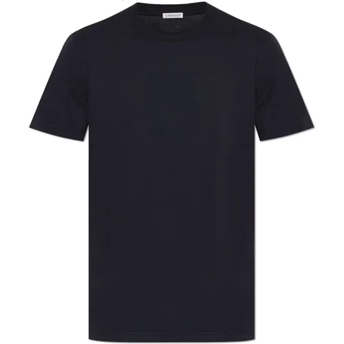 T-Shirt mit einem Samt-Finish-Logo , Herren, Größe: M - Moncler - Modalova