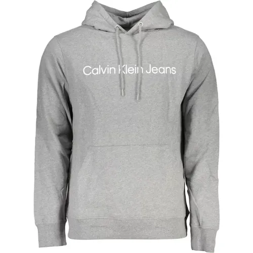 Herren Hoodie Grau Langarm , Herren, Größe: 2XL - Calvin Klein - Modalova