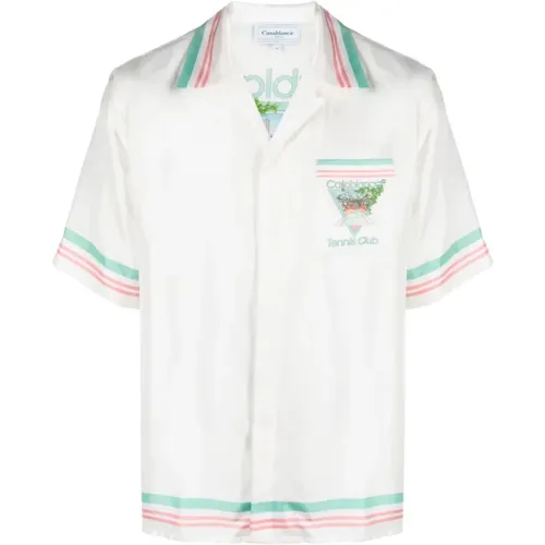 Silk Cuban Collar Shirt , male, Sizes: L, M - Casablanca - Modalova