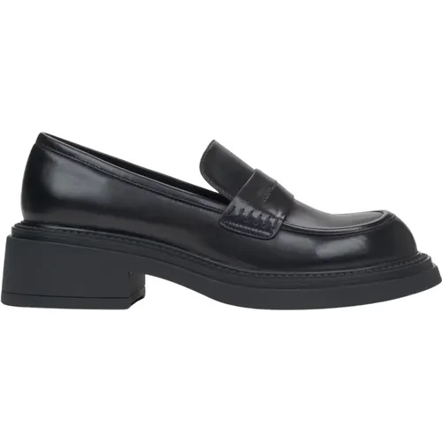 Schwarze Penny Loafers für Damen mit eckigem Absatz , Damen, Größe: 40 EU - Estro - Modalova