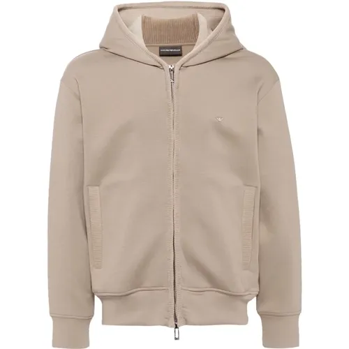 Baumwollmischung Zip-through Hoodie , Herren, Größe: XL - Emporio Armani - Modalova