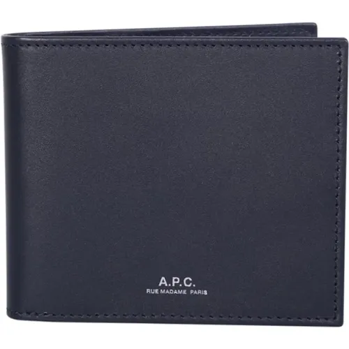 Grained Leather Aly Wallet with Embossed Logo , male, Sizes: ONE SIZE - A.p.c. - Modalova