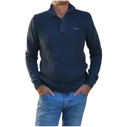 Buttoned Cotton Sweater , male, Sizes: XL, L - aeronautica militare - Modalova