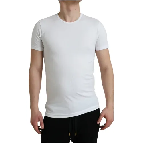 Weißes Baumwoll-Crewneck-T-Shirt - Dolce & Gabbana - Modalova